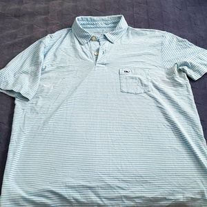 Vineyard Vines blue and white striped polo - size M